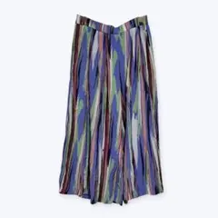 ニコルコレクション ランダム ストライプ パープル キュロット ガウチョ パンツ