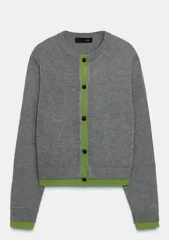 ZARA　コントラストニットカーディガン