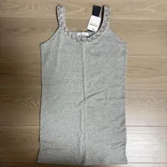 新品未使用！JEANASIS ジーナシス ビーズキャミタンク グレーのサムネイル