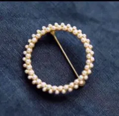 ブローチ アンティーク調 Wパールライン パール 真珠 北欧 フォーマル