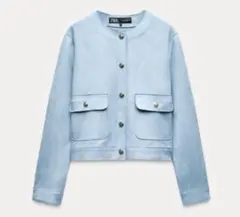最終お値下げ‼️ZARA ソフトショートジャケット ブルー アウター 秋冬