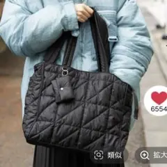 niko and… オリジナル2WAYキルトトートバッグ　ブラック