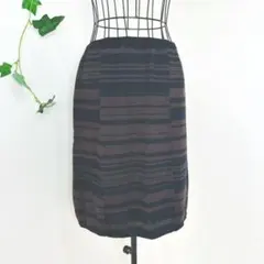 Beams lights ニットボーダースカート　wool混　ブラウン　ブラック