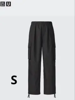 美品✨UNIQLO Uワイドフィットパラシュートカーゴパンツ　ブラック　S