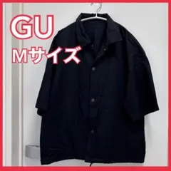 GU 半袖 コーチジャケット シャツジャケット ブラック M オーバーサイズ
