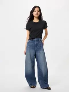 UNIQLO バギーカーブジーンズ 67 BLUE サイズ25 丈詰め済68cm