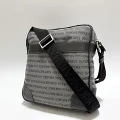 エンポリオアルマーニ キャンバス レザー 総柄 ロゴ ショルダーバッグ e310