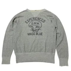 日本製【90s】 初期　ドゥニーム　長リブ　染み込みプリント　両V スウェット