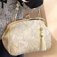 卒業式 着物手提げバック パーティーバック がま口 フォーマル パール 花柄刺繍