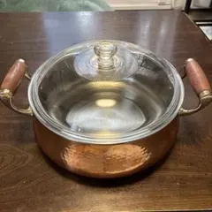 錦松堂 純銅製 両手鍋(ガラス蓋) 寸胴 幅約19×高さ14cm - メルカリ