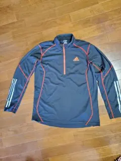 アディダス　adidas CLIMALITE 長袖シャツ O ブラック/オレンジ