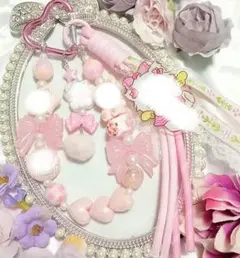 ピンクリボン 携帯ストラップ ハンドメイド