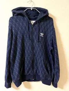 adidas Originals 総柄 ジップアップパーカー ネイビーのサムネイル