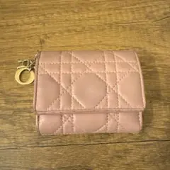 Christian Dior カナージュ 三つ折り財布 ピンクのサムネイル