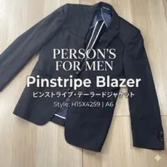 PERSON'S FOR MEN テーラードジャケット A6 黒 ストライプのサムネイル