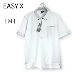 新品【イージーテン】半袖ボタンダウン ポロシャツ Mサイズ 白 2010