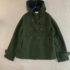 【美品】 ダッフルコート Mサイズ グリーン 裏地チェック柄 古着のサムネイル