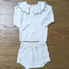 【訳あり】アイボリー ホワイト フリル付きニットセット 70cm