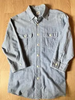 UNIQLO シャンブレーシャツ(7分袖) スリムフィット Sのサムネイル