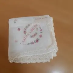 LAURA ASHLEY 花柄刺繍 ハンカチ