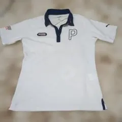 PUMA GOLF プーマゴルフ　半袖ポロシャツ　ホワイト　ネイビー　Mサイズ