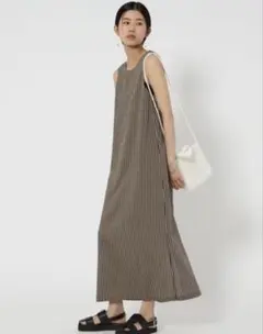 CITEN バックギャザーノースリーブワンピースチェック