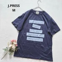 ジェイプレス オンワード プリント 半袖Tシャツ コットン カジュアル 紺 Mのサムネイル