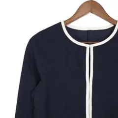 【美品】ボールジィ ネイビー パイピング ノーカラージャケット 日本製 きれいめ