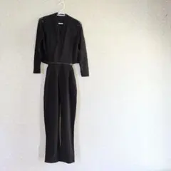 3390円→2490円 　LaceLadiesレース袖 オールインワン　黒　S