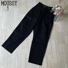 【マウジーmoussy】ハイウエスト　タックテーパードパンツ　ベルト付き　黒　M