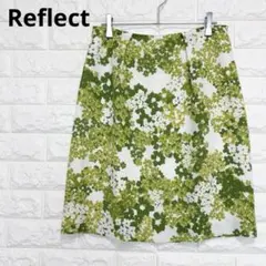 美品 リフレクト スカート 花柄 総柄 緑 白 11 日本製 上品 P2600のサムネイル
