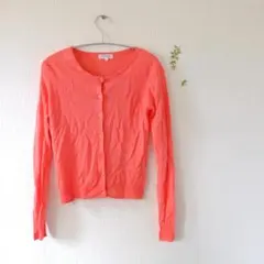 no.24【ジャイロ元町】リネン100％　オレンジピンク 長袖カーディガン