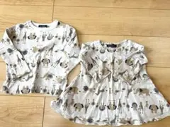 Moujonjon 動物柄 100cm 80cm 2枚セット　兄妹お揃いコーデ