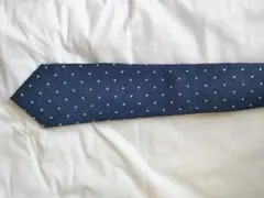 BEAMSネイビーに薄いグリーン ドット柄 ネクタイ