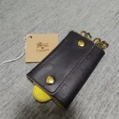 新品 イルビゾンテ 本革 キーケース キーホルダー 6連 エンボス ブラック