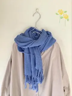 ストール きれいめ コットン カシミヤ リネン ウール 春 夏 秋 冬 ブルー