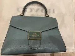 COACH 青 レザー ハンドバッグ