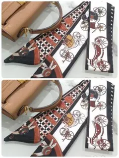 【SALE】リボンスカーフ　バッグスカーフ　バッグチャーム702＃2枚