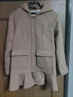 【シュープリームララ】フード付きフリルコート　ベージュ　Мサイズ