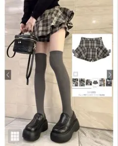 チェック柄フリルスカートパンツ[ks006]