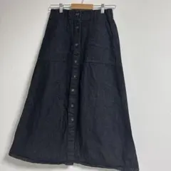 サマンサモスモスダークデニム ボタン付きロングスカート