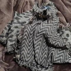 レオパード柄ストール フリンジ付き(三角形)