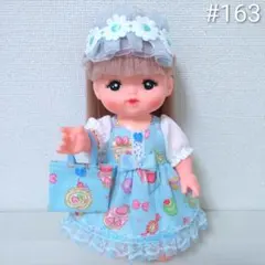 163 メルちゃん 服 ハンドメイド 3点セット ワンピース 髪飾り バッグ