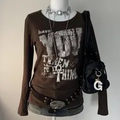 ❤︎00s グランジ 平成ギャル y2k ヴィンテージプリントフリース生地ロンT