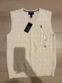 【新品 未使用】ポロ ラルフローレン ニットベスト ホワイト L(14-16)