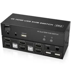 デュアルモニター HDMI KVMスイッチ2ポート 4K デュアルモニターのサムネイル