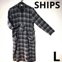 【 ships 】シップス　バンドカラーネルシャツ　ワンピース