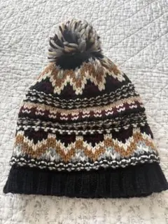 ZARA マルチカラー ポンポン付きニット帽　46cm