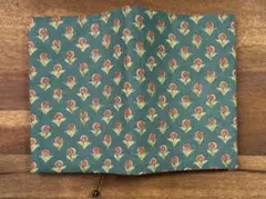 ブックカバー 文庫本サイズ 花柄 グリーン