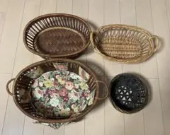 ★籐 カゴ 籠 バスケットセット レトロ★